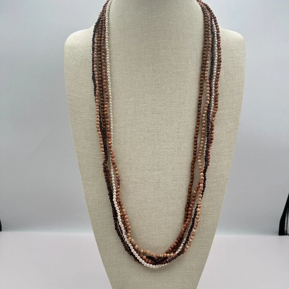 Vintage Y2K Round Faux Pearl Beaded Necklace Set Women's Classic Fashion Jewelry